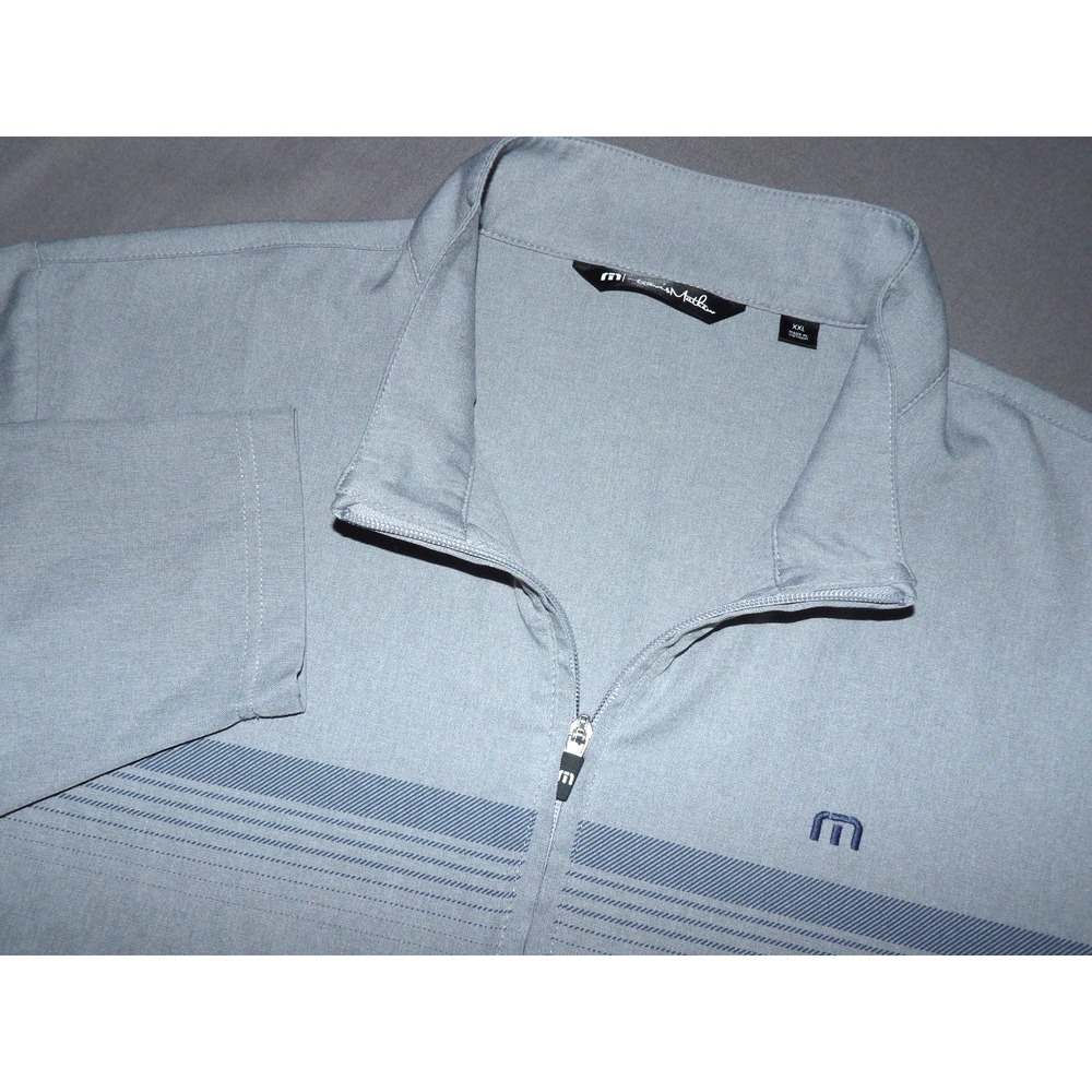 Travis Mathew Stretch Performance Gray Striped 1/4 Zip Golf Jacket Men's XXL